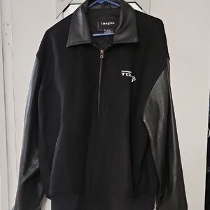 Vintage Guinness Specialty Black Jacket with Leather Sleeves